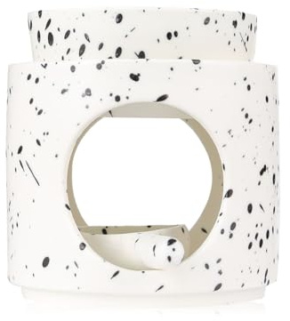 zweipappel Ceramic Fragrance lamp with Tea Light Holder | Aroma lamp | Scented Oil and Scented Wax Diffuser | H*11cm ø10cm Removable Bowl | Grooved Surface (Inkblot)