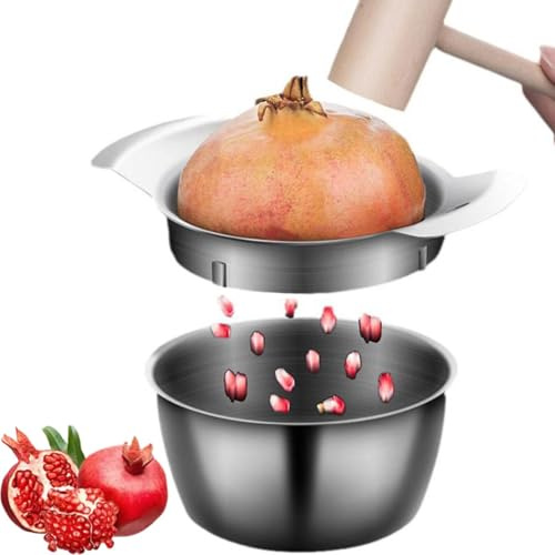 Pomegranate Peeler, Pomegranate Seeder, Pomegranate Arils Removal Tool Non-Slip Pomegranate Deseeder Peeling Tool Pomegranate Bowl Fruit Vegetable Peeling Machine Tools (Deseeder +bowl +Hammer)