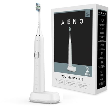 AENO DB3 Sonic Elektrische Zahnbürste – 9 Reinigungsmodi, 40-Tage-Akku, Premium-Borsten, Bürstenkopf-Erinnerung, 46.000 Vibrationen/Min, kabelloses Aufladen