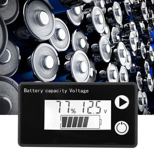 Batteriemessgerät, Batteriekapazitätsmonitor, Tester, Lithium-Batterie, LCD, 12 V, Batteriekapazitätsanzeige, Universal-Digitalanzeige, Voltmeter ((10-100V) weiß + Alarm)