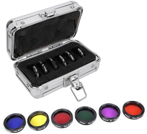 6-teiliges 1,25-Zoll-Teleskopfilter-Objektivfilterset, Kamera-Daumenstützgriff aus Aluminiumlegierung mit Aufbewahrungsbox für Vollmondbeobachtung, Teleskopokulare