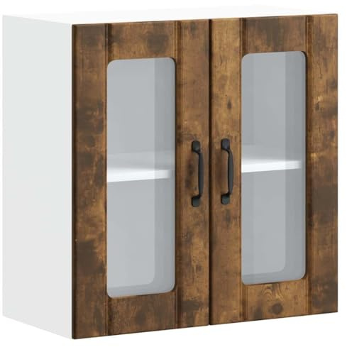vidaXL Küchen-Hängeschrank mit Glastür Lucca Räuchereiche Holzwerkstoff