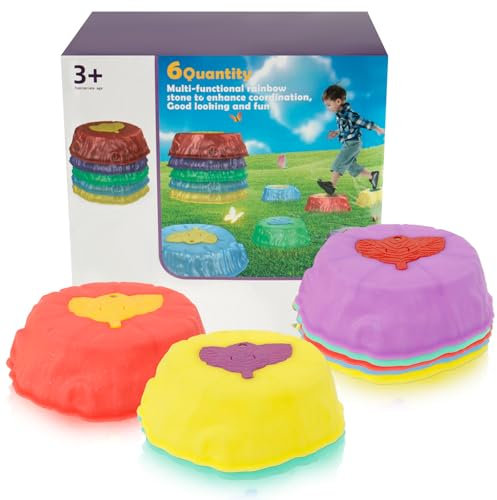 LED Kids Stepping Stones - Nonslip Balance Stone Obstacle Course With Colorful Lights, Portable for Toddlers 3 Years and Above