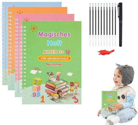 Generisch Schreibbuch für Kinder, wiederverwendbares Schreibübungsbuch - Lustiges Zeichenübungsbuch mit Rillen | Wiederverwendbares Schreibübungs-Notizbuch, Buchstaben-Übungsbücher für Kinder