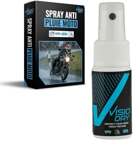 Anti Pluie Lunette/Masque/Écran | Spray Anti Pluie Moto/Vélo Visiodry Superhydrophobe Idéal pour Les Cyclistes Et Les Motards | Une Vision Claire par Temps De Pluie | Spray 20ml | VDP030