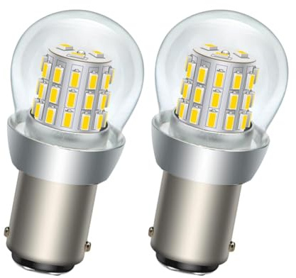 SOFOC BA15D Bombilla LED 48V DC Blanco Cálido Luz Reversa DRL Luz Domo Para Automóvil Autocaravana Cámping Barco etc. 3014 39SMD 1000Lm Más Brillante 2Pcs