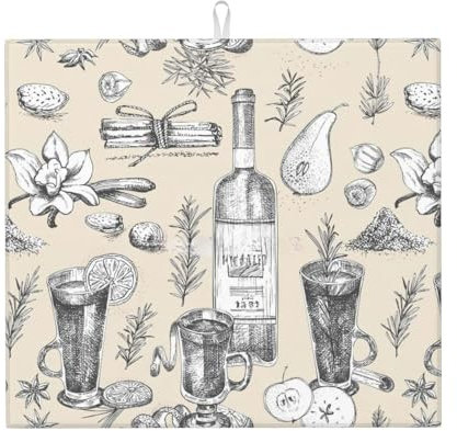 Abtropfmatte für Wein- und Weinherstellung, Weinkellerei, Traubenfelddruck, für Küche, Kaffee, Küche, Geschirr, Abtropfmatte für Badezimmer, 40,6 x 45,7 cm