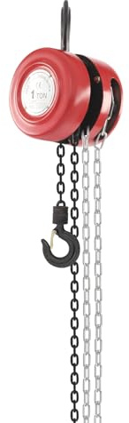 Kettenzug Handseilwinde mit Robustem Haken, 3m Vollverzinkte Kette G80, 2T, 1000kg Tragkraft, Flaschenzug Seilzug Hebezug Ratschenzug für Werkstatt, Forst, Lastenheben (1000kg Rot)
