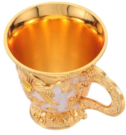 TOPPERFUN 1piezas Cáliz Vintage De Aleación Con Relieve Floral Taza De Vino Medieval Para Fiestas y Banquetes Copas Decorativas Para Bar Sociales