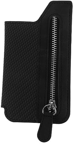 SEWACC Phone Card Holder Stick Wallet for Smartphones with Multiple Card Slots and Stand Function, Black Adhesive Mobile Phone Wallet Pouch with Zipper for Travel and Daily Use
