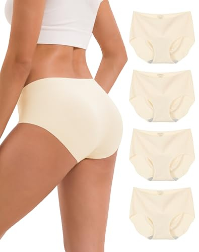 INNERSY Culotte sans Couture Femme Stretch Slip Invisible Léger Lot de 4 | Sous-vêtements Légers, Culottes Extensible, Shorty Polyamide Elasthane, Entrejambe 100% Coton, Séchage Rapide, Sans Étiquette