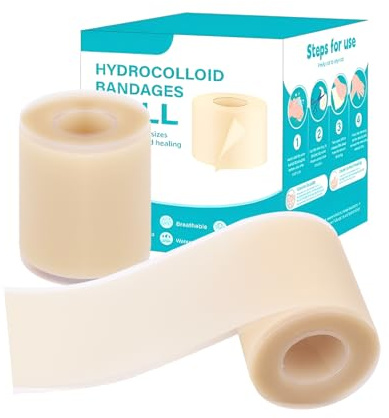 ALONK 2 Hydrokolloid Pflaster Rolle, Hydrocolloid Roll für Wundverbände, Hydrocolloid Patches Zuschneidbar für Pickel, Schnitte, Zehen, Gesicht, Wundpflege