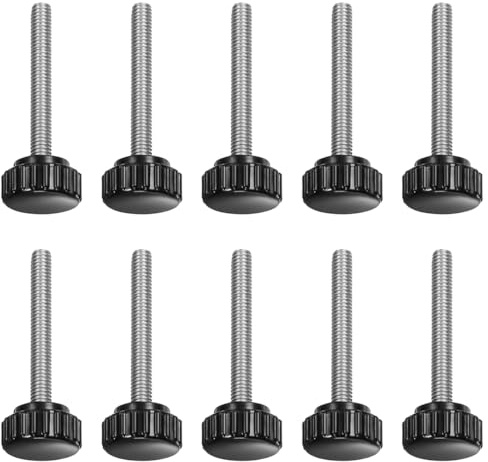 10 Pezzi Manopola Zigrinata M8 × 60 mm con Plastica Manopola, Vite a Testa Zigrinata Filettata in Acciaio al Carbonio, Nero Vite di Serraggio per Macchinari per Fermo del Macchinario, Tornio