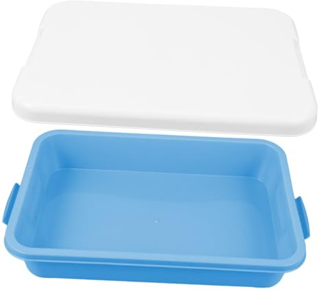 LALADEFIEE Plastic Sand Tray Lid Portable Small Sandbox Toy Storage Box for Boys and Girls Blue Outdoor and Indoor Play