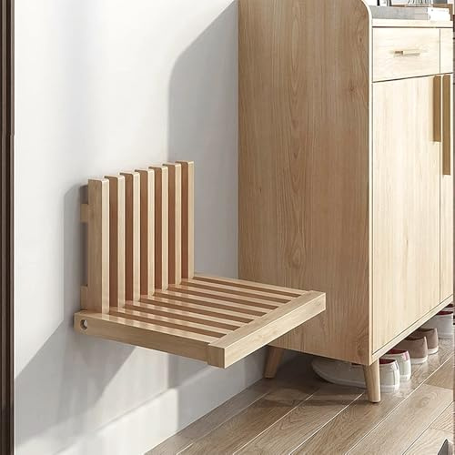 Wall Mounted Folding Chair, Solid Wood Shoe Bench