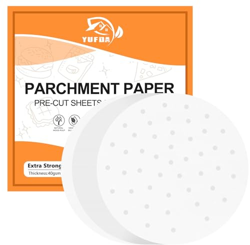 Air Fryer Parchment Paper, Set of 120, 12 inch Air Fryer Liner/Bamboo Steamer Liners/Perforated Parchment Paper for Air Fryer, Steaming Basket and More