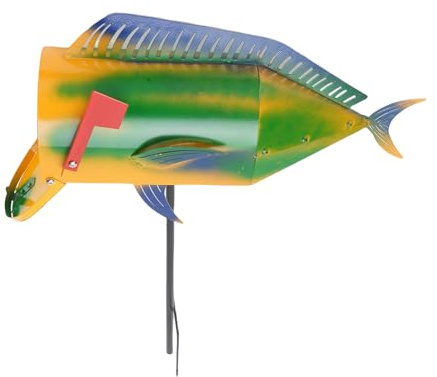 Generic Dekorativ Fiskformad Postlåda i Metall med Stor Kapacitet för Hemgårdar