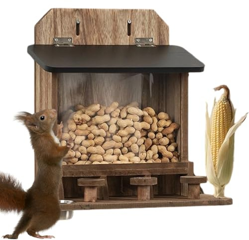 Futterhaus Eichhörnchen Wetterfest Mit Transparentes Fenst-er Futterstation Eichhörnchen Stabiles Futterstationen Für Kobel