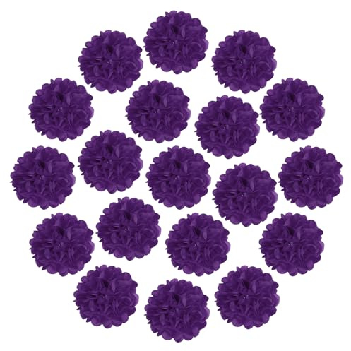 QUARKZMAN 20 Piezas De Pompones De Papel De Seda Decoraciones Para Morado | 20Cm Flores De Papel Grandes Y Coloridas, Pared, Para Fiesta Cumpleaños Boda