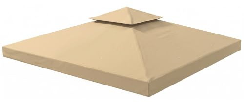 Outsunny Tetto di Ricambio per Gazebo 3x3 m a 2 Livelli Beige | Copertura Telo Gazebo 3x3 m, Resistente all'Acqua, Tessuto Oxford 180g/㎡, Poliestere Anti-UV, 8 Fori di Drenaggio