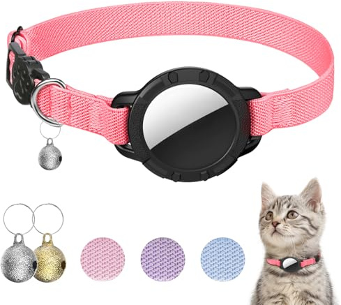 NozlaID AirTag Katzenhalsband, Dehnbares Halsband Katze mit Glocke