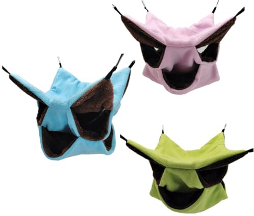 SHINEOFI Amaca per Criceti a Tre Strati in Peluche Sospensione, Set da 3 Pezzi 30x30 Cm, Amache Riscaldanti per Piccoli Animali Domestici, Lavabile e Sicura per Gabbia