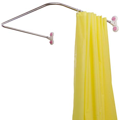 Hershii U förmige Duschvorhangstange Eck-Duschvorhangstangen Gebogene Badvorhangschiene Vorhanghalter aus Rostfreier Stahl zur Wandmontage, Bohren oder Saugnapf Montage, 98x102x98cm