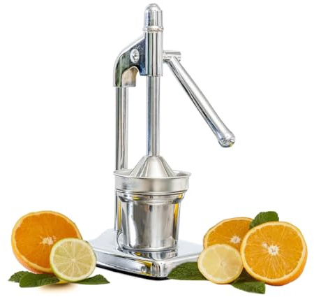 ROYALFORD Manual Citrus Juicer | Hand Press Juice Extractor for Orange Lemon & Lime | Heavy-Duty Cast-Iron Base with Lever Arm | Stainless Steel Cup & Strainer | Anti-Slip Rubber Base for Stability