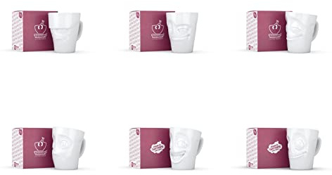 FIFTYEIGHT PRODUCTS 6 x Henkelbecher by - 6 verschiedene Motive - Tasse Becher Mugge weiß
