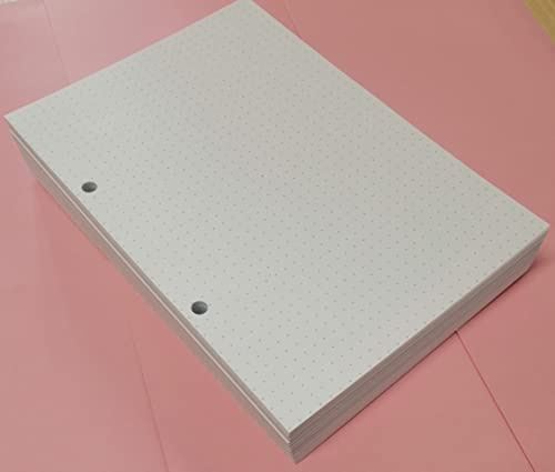 200 prickade ark (400 sidor) med 2 hål 8 cm från varandra. i A5-format 14,5 x 20,5 cm, för pärm med 2 ringar – spetsar 5 mm, 120 g/m² papper