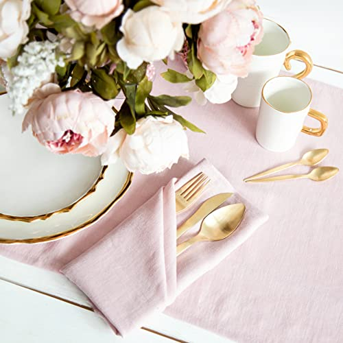 COZY LINEN Rosa Naturleinen-Stoffservietten 6er Set, 47x47cm Stoffservietten, Hochzeitsservietten, Handgemachte Tischwäsche, Einweihungsgeschenk