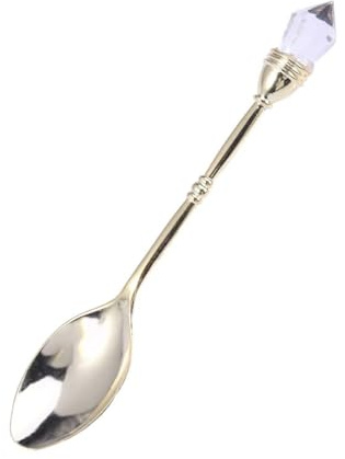 HOMSFOU Kaffeelöffel Im Court-Stil Retro Rührlöffel Mit Diamantkopf Kleiner Espresso- Und Dessertlöffel Für Kaffee Eis Latte Cocktails Zuhause Bar Milchteeladen 10.50 cm