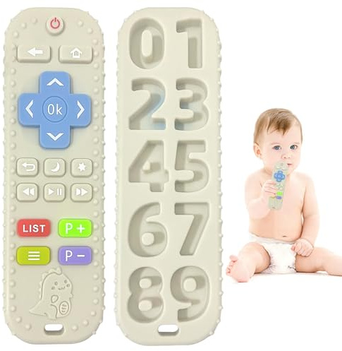 0-12 Monate Silikon-Baby-Zahnungsspielzeug, Silikon-Baby-Zahnungshilfe-Spielzeug, Kauspielzeug, Beruhigungssets, BPA-frei/einfrierbar/spülmaschinen- und yingermoyawanju (beige)