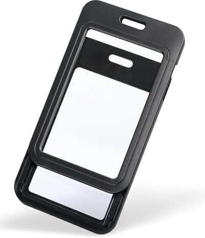 Uniclife Portatarjetas Deslizante Ventanas Doble Cara Estuche Plástico Duro Vertical Funda Protectora Negra Tarjetas Escuela Identificación Tarjetas Crédito Proximidad Licencias Conducir Pases, 3 Pcs