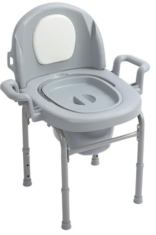 Sonew Nachttisch-Toilettenstuhl, Höhenverstellbarer Nachttisch-Toilettenstuhl mit Breiten Armlehnen, Rutschfester Eimer für ältere Menschen und Schwangere Frauen