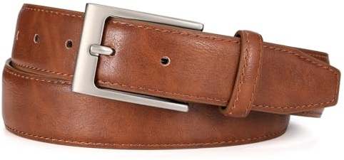 WHIPPY Mens Belts Leather, Fashion Dress Belts for Men for Work Business and Casual Jeans,Brown 43.31