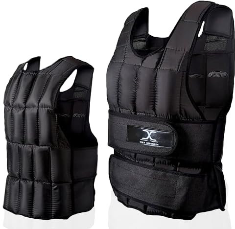 MAXSTRENGTH Verstellbare Gewichtsweste für Fitness, Cardio, Laufen und Krafttraining – 10 kg, 15 kg, 20 kg, bequemes und langlebiges Design (20 kg)