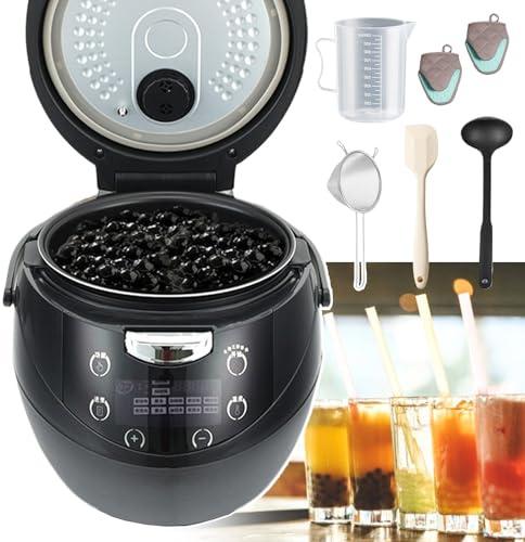 agreilduite Macchina per Il tè con Bolle al Latte commerciale-6l/8l,vaporiera elettrica per Tapioca con Rivestimento Antiaderente e Accessori 5 Pezzi,Macchina per tè a Bolle termostatica,6l(max1kg)