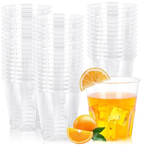 GHVACZS Lot de 50 gobelets en plastique rigide transparent - 220 ml - Réutilisables - Pour fêtes, mariages, réunions, pique-niques