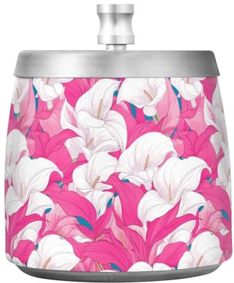 Posacenere per sigari chic vintage con calle rosa e bianco in acciaio inox con coperchio per casa, patio, ristorante, senza fumo, antivento, porta sigarette decorativo esterno per sigari decorazione