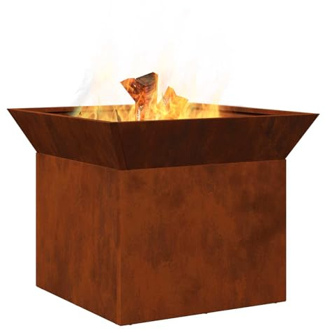 vidaXL Eldstad Rostig 50 x 50 x 40 cm cortenstål, Al Fresco värme, modern utomhus eldstad, hållbar ventilation, ståltakter, perfekt för sociala träffar