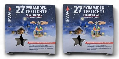 Pyramiden Teelichte Premium Plus (27 Stück) in transparenter Hülle - Teelichter größere Flamme und höhere Wärmeabgabe (2)