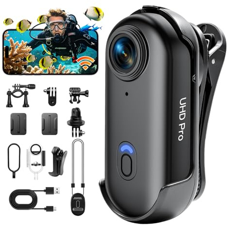 SecuraLen Camera Sport WiFi Étanche 30m, 1080P HD Camera Moto 360, Objectif Grand Angle 150° Dashcam Moto Mini, Design Taille Pouce, Partage Réseaux Sociaux, Plongée/Cyclisme