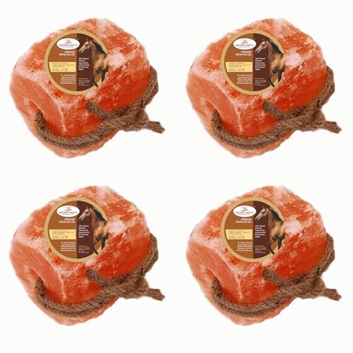 4 x HIMALAYAN SALT LICK | SALT LICK | LICKSTONE | FOR HORSES,CATTLE,COW,SHEEP, MINERAL,EQUINE USE ONLY WITH HANGING ROPE | 1-1.5 KG Approx Natural Krafts ® from Punjab, Pakistan