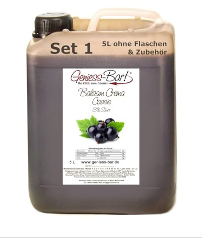 Geniess-Bar! Balsamico Creme Cassis (5 Liter) - Premium Crema di Aceto Balsamico di Modena IGP mit 3% Säure