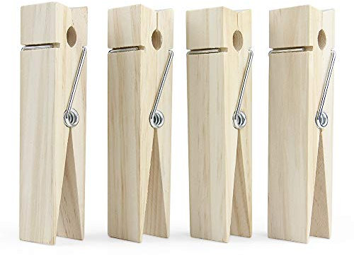 Mollette giganti in legno da 15,2 cm, per fai da te, decorazione del bagno o della lavanderia, 4 pezzi