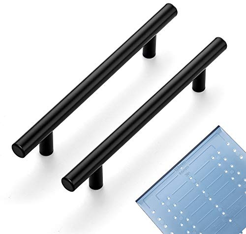 Ravinte 30 Pack | 7.38'' Cabinet Pulls Matte Black Stainless Steel Kitchen Drawer Pulls Cabinet Handles 7-3/8”Length, 5” Hole Center with Mounting Template