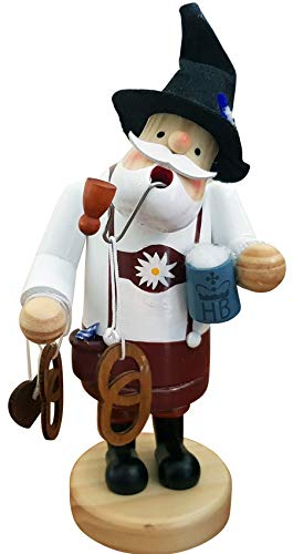 SEEAS Räucherfigur Bayer - XL 19cm Holz - stilecht mit Lederhose Brezel Bierkrug und Hut