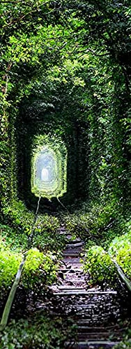 A.Monamour Türtapete Selbstklebend Türfolie Türposter 3D Natürlicher Tunnel Der Liebe Der Von Bäumen Und Bahngleisen In Der Ukraine Gebildet Wird Vinyl Folie Tapete Wandbild Türaufkleber 77 x 200 cm