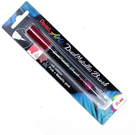 Pentel XGFH Dual Metallic Brush, pennello con inchiostro doppio colore rosa + rosa metallizzato 1 pz